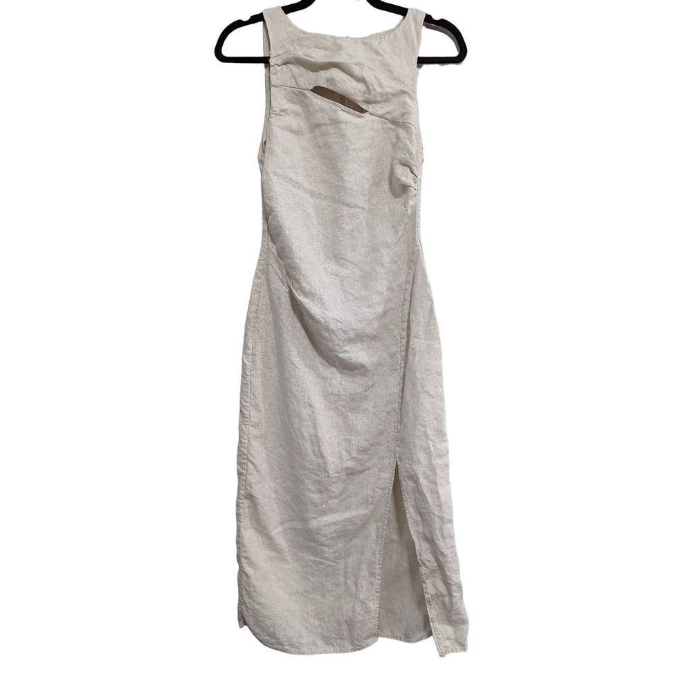 & other stories cut out 100% linen midi dress size 4